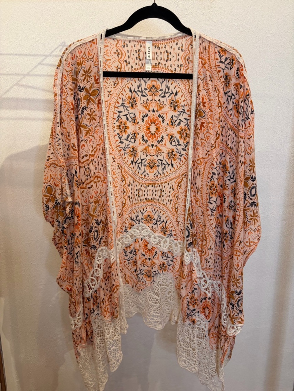 torrid Peach, Black and Rust Floral Blouse